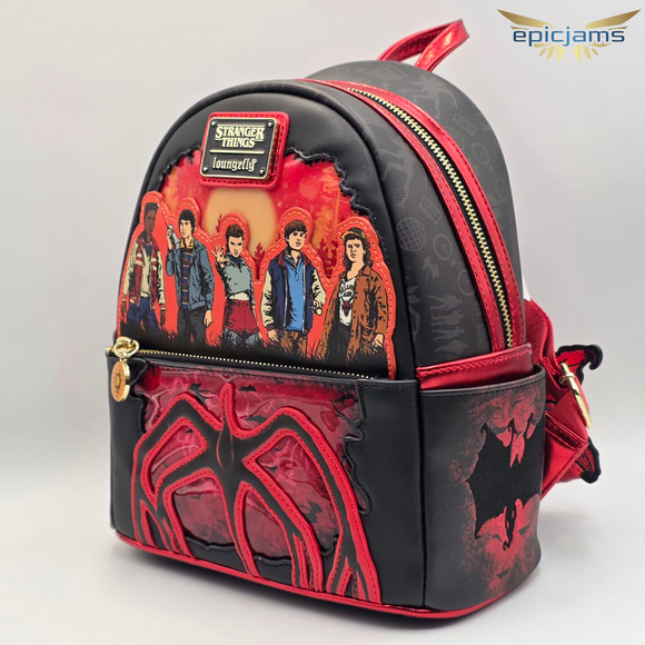 Loungefly Stranger Things Upside Down Group Portrait Light-Up Mini Backpack Bag - Picture 4 of 10
